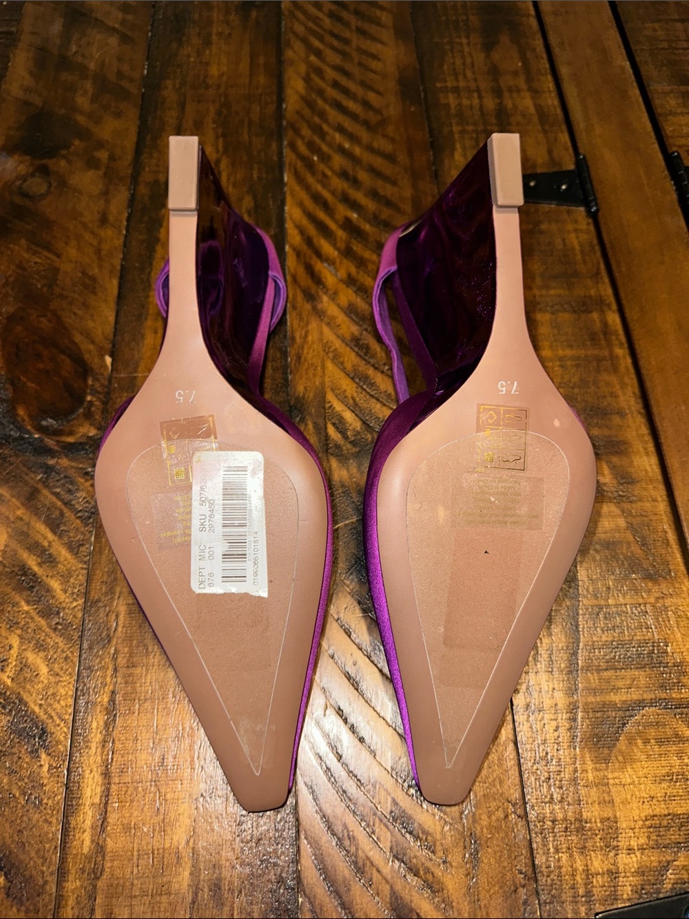 Jeffrey Campbell Fuchsia Satin Translucent Wedge Pumps - Size 7.5 NWOB - Picture 5 of 7